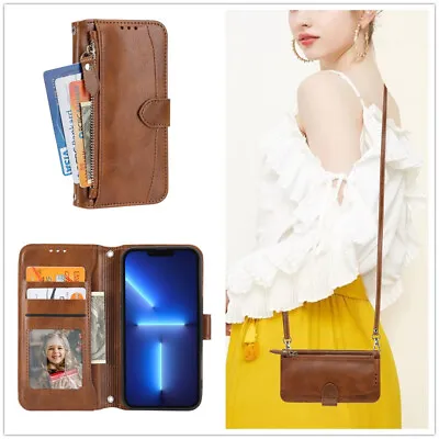 For Various Phone +Crossbody Zipper Leather Wallet Flip Holder Stand Case Cover • $12.69