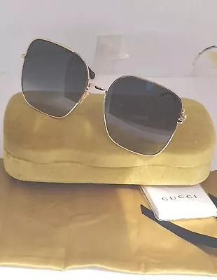 Latest Brand New Gucci Sunglasses Grey Gold GG0882SA 001 Ladies RRP £395 60MM • £195