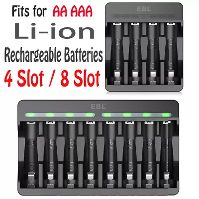 EBL Lithium Ion AA AAA Charger For 1.5V AAA AA Li-ion Rechargeable Batteries • $10.89