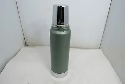 Vintage Stanley Aladdin A944C Vacuum Bottle Quart Green Metal Thermos Drink Cup • $22.95
