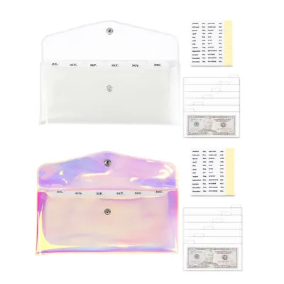 Cash Envelope Wallet 6pcs Budget Money Divider With Pockets And 2pcs Tab Sticker • $12.99