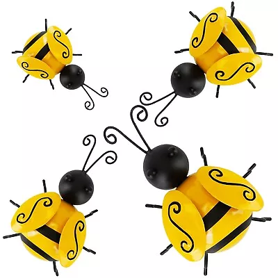 4 PCS 3D Metal Hanging Bumble Bee Garden Accents Lawn Ornaments Indoor Outdoor • $12.97