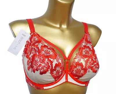 M & S Boutique Layla Underwired Plunge Bra F+ Cup Red Marks Spencer • £12.99