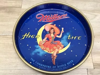 Vintage Miller High Life Beer Drink Serving Tray GIRL ON THE MOON F-303 Canco • $34