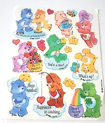 Vintage Sticker Sheet 1994 Care Bears Hugs Needed Have A Rainbow Day • $4.25