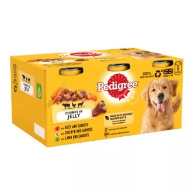 Pedigree Adult Dog Food Complete Chunks In Jelly Mixed Canned Wet Meals 6 X 400g • £16.49