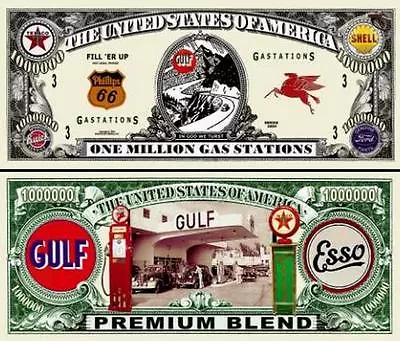 Gas Stations Million Dollar Bill Play Funny Money Novelty Note +FREE SLEEVE • $1.69