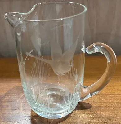 MCM Martini Cocktail Small Pitcher Etched Flying Geese Pattern Vintage 5.5” • $21