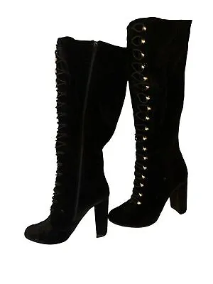 New NWT Black Velvet Lace Up Boots Xoxo Size 10 Yuliana • $50