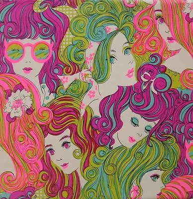 Handmade Retro 70's Ladies 8x8 Cotton Quilting Or Crafting Funky Fabric Block  • $14.80