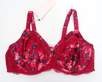 M & S Rosie Autograph Minimiser Bra Silk Lace Red Mix Marks Spencer • £11.99