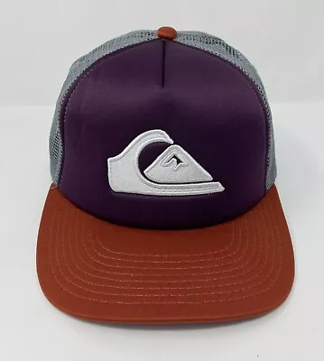 Quicksilver Trucker Baseball Hat Foam Mesh Snapback Cap/Purple~Orange~Gray EUC • $9.97