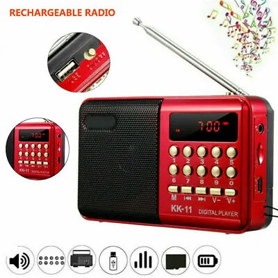 £11.89 • Buy Portable LCD AM/FM Radio Speaker USB SD TF Card Mp3 Speaker Pocket Music Player