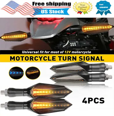 Motorcycle LED Turn Signals Lamp Amber Brake Driving Lights Sequential Flowing • $16.99