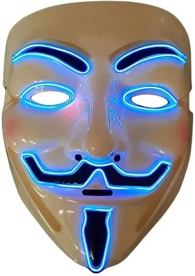 Light Up Mask Anonymous V For Vendetta Guy Fawkes Face Halloween Party Costume • £17.95