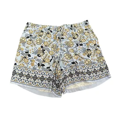 J. Jill Shorts Women L Blue Floral High Rise Elastic Waist Pull-On Drawstring • $17