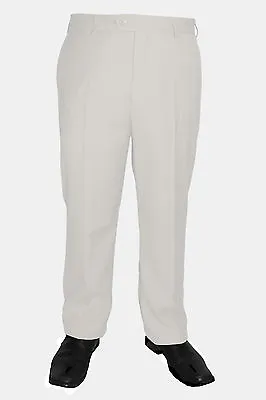 Mens White Poly Rayon Dress Pants ZRA Slacks Flat Front Trousers Sizes 28 To 52 • $30.99