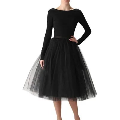 £9.99 • Buy Wedding 5 Layers Long Tulle Tutu Skirt Petticoat Prom Party Ball Gown Women