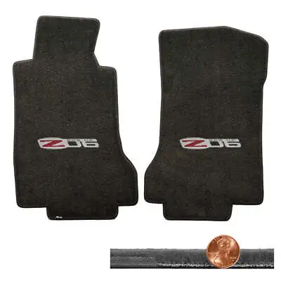 2005 2006 C6 Corvette Ebony Black 2pc Velourtex Floor Mats Set - Z06 Logos • $138.99