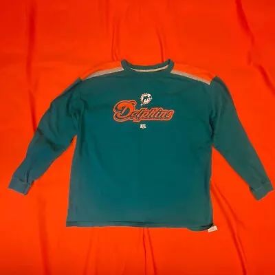 Miami Dolphins NFL Team Apparel Men’s Teal Orange Long Sleeve Shirt Size XL • $15