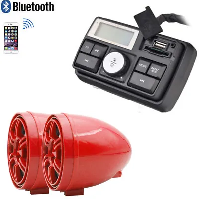 Waterproof Bluetooth Motorcycle Audio Radio Amplifier Stereo Speakers System MP3 • £45.60