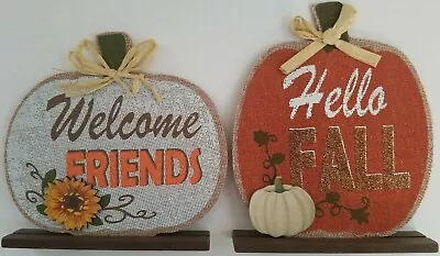 Autumn Thanksgiving Décor Burlap Pumpkin Stand Boards Select: Theme • $2.99