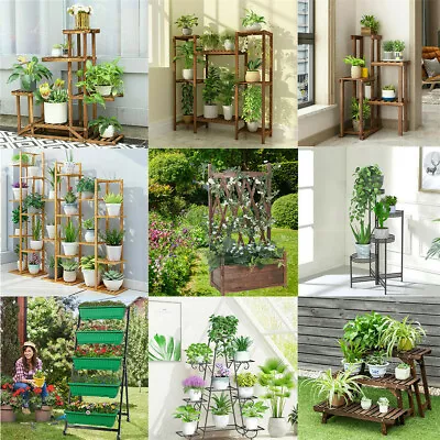 £19.95 • Buy Powerful Plant Stands Indoor Outdoor Wood/Metal Garden Planter Flower Raised Bed