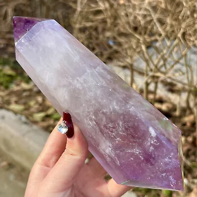 2.1LB Natural Amethyst Obelisk Quartz Crystal Wand Dual Point Spiritual Energy • $10.50