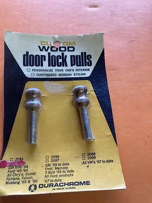 Vintage Custom Wood Door Lock Pull (knobs) Durachrome Made In Usa Gm Ford 2096 • $24.99