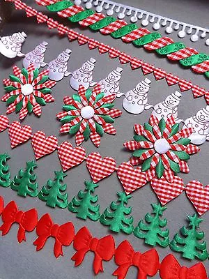  GREEN CHRISTMAS TREES Star Trim Wraping Sewing Snowball White Lace Xmas Flower • £1.09