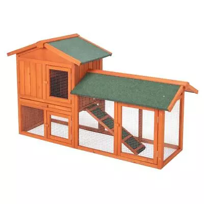 55  2 Storey Chicken Coop Rabbit Hutch Wood House Pet Cage For Small Animals • $94.99