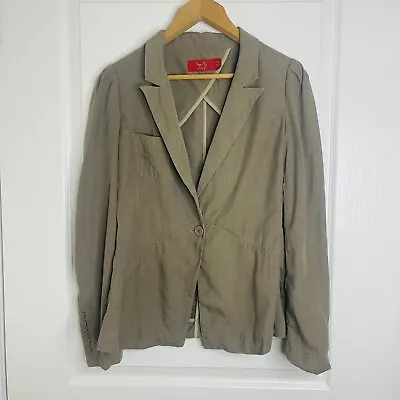 Tigerlily Linen Blend Blazer Jacket Khaki Size 10 • $19.99