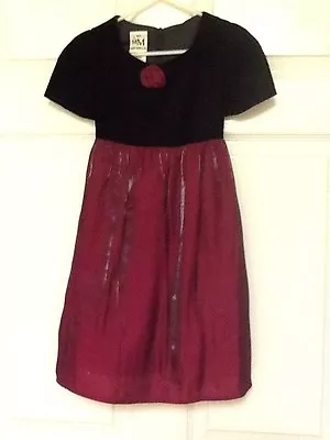 My Michelle Girls Dress Size 5 Black Crandberry Velour Top Poly Rayon Blend 117 • $11.99