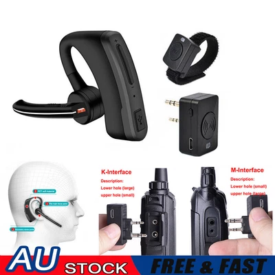 $61.99 • Buy Wireless Headset WalkieTalkie K/M 2-Way Radio Headphone For Motorola/ Baofeng AU