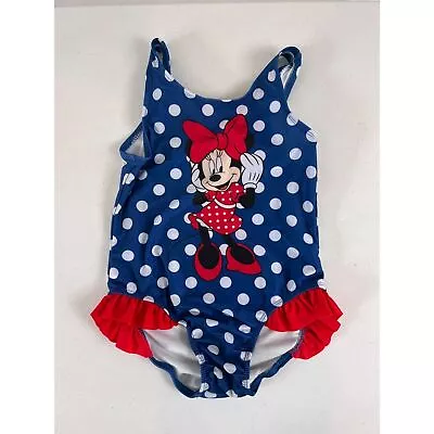 Disney Minnie Mouse Red White Blue Polka Dot Swimsuit Toddler Girls Size 5T • $12