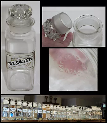Antique Salt Mouth Apothecary Jar SOD. SALICYL. Label Under Glass Whitall Tatum • $27.99