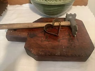 Antique Primitive Kitchen Lot Cutting Board- 1800s Heart Cookie Cutter Plus • $40