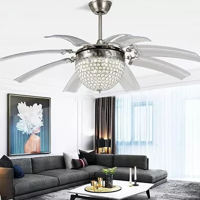 Tropicalfan Crystal Ceiling Fan With Lights Remote Control LED Modern 42 Inch • $63.75