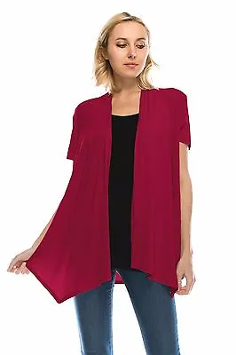 JDStyle Womens Lightweight Short Sleeve Open Front Cardigan-USA (S-5X) 1151 • $17.99