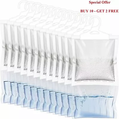 12 X Hanging Interior Wardrobe Dehumidifier Bag Damp Cloth Mould Absorb Moisture • £17.99