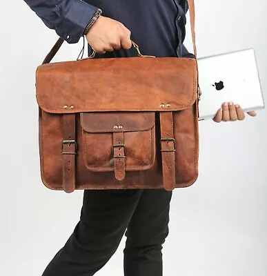 Vintage Leather Messenger Laptop Briefcase Satchel Computer Bag For Men & Women1 • $89.28