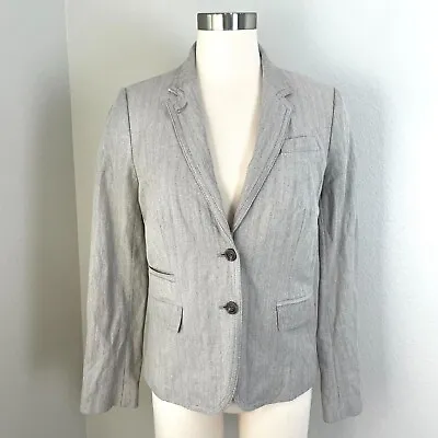 J Crew Womens 6 Taupe Herringbone Schoolboy Blazer Jacket • $49.99