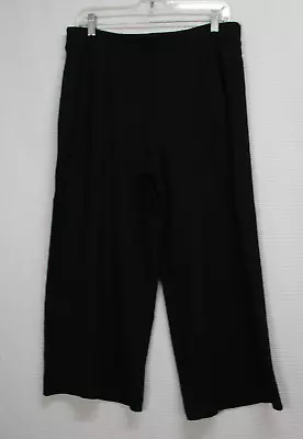 J Jill Ponte Full-Leg Cropped Black Pants Pull On Pleated Wide Leg Lagenlook M • $15.95