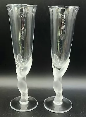 Two (2) Authentic Igor Carl FABERGE Kissing Dove Bird French Crystal Glasses !! • $115