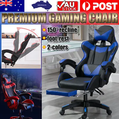 $125.99 • Buy Deluxe Gaming Office Chair Racing Computer Seat Executive Footrest PU Leather