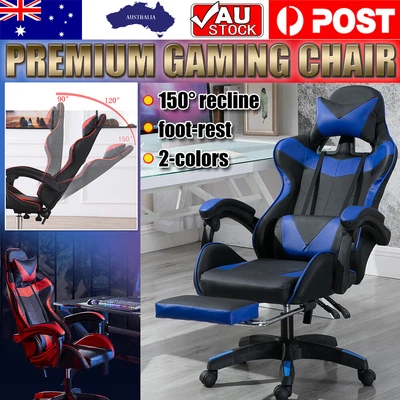 $119.99 • Buy Deluxe Gaming Office Chair Racing Computer Seat Executive Footrest PU Leather