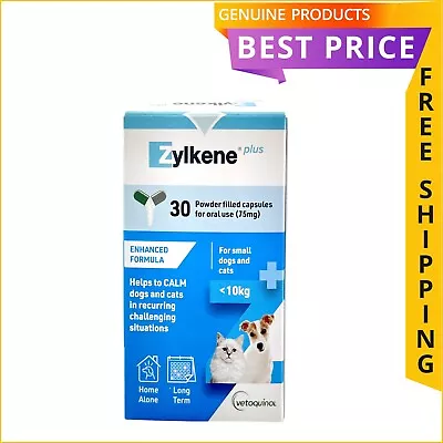 Zylkene Plus Calming Nutritional Supplement Dogs Cats Under 10 Kg 30 Capsules • $57.94
