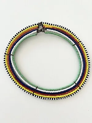 African Maasai Masai Handmade Beaded Tribal  Necklace Multicolor Ethnic Arts • $16.85