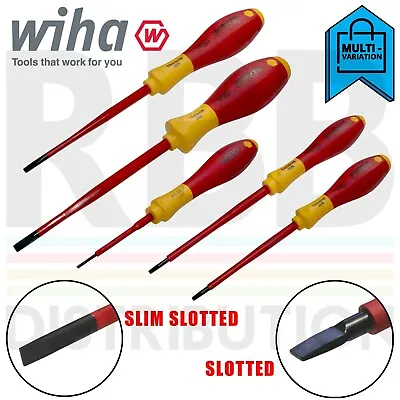 WIHA Slotted Electricians Screwdrivers Insulated VDE Slim Fit SoftFinish 1000v • £9.99