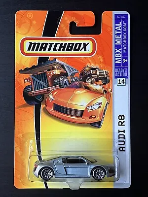 2007 Matchbox MBX Metal -  Audi R8  - #14 Metallic Silver - **PACKAGING ERROR** • $24.99